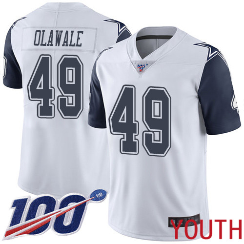 Youth Dallas Cowboys Limited White Jamize Olawale 49 100th Season Rush Vapor Untouchable NFL Jersey